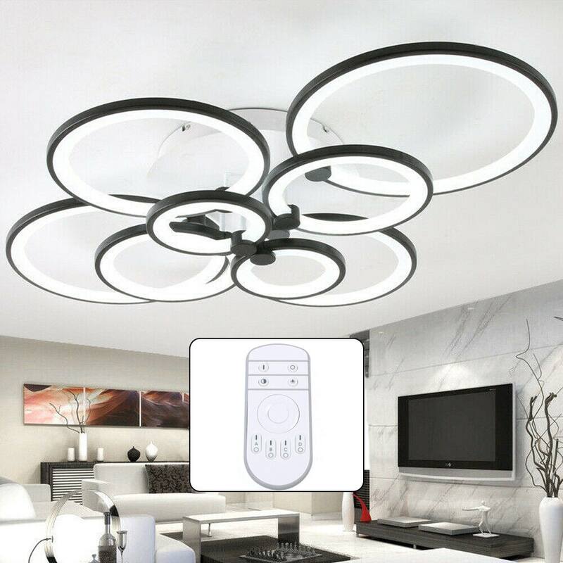 8-Light Dimmable Modern Black Flush Mount Light - 33"