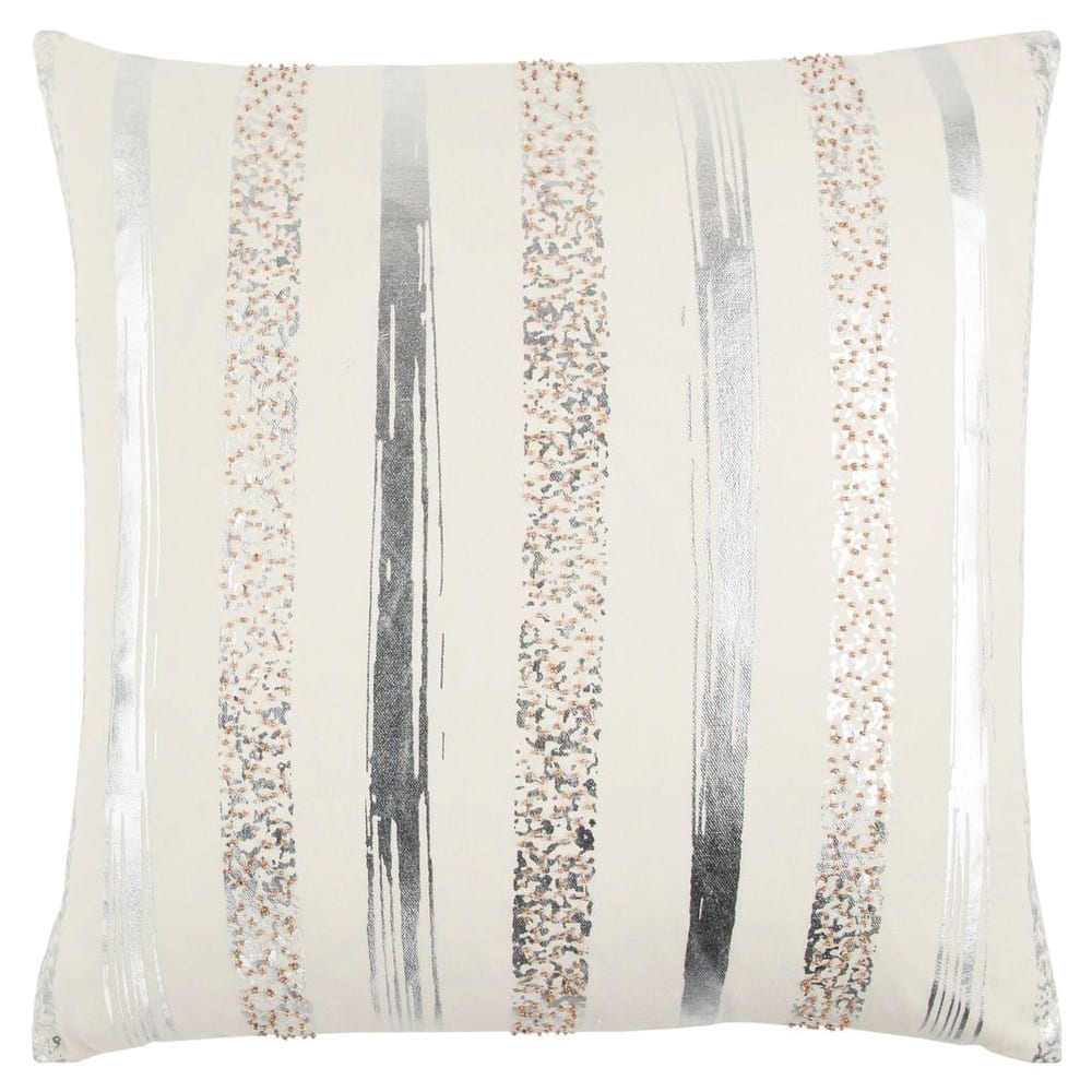 Rizzy Home Gold and Silver Striped Throw Pillow
