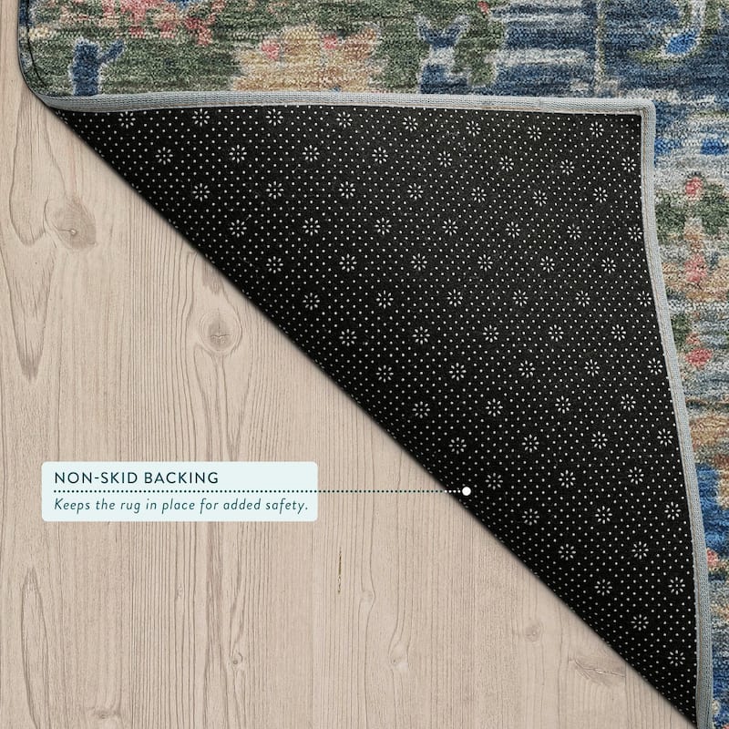 Machine Washable Indoor/ Outdoor Vintage Traditional Chantille Rug