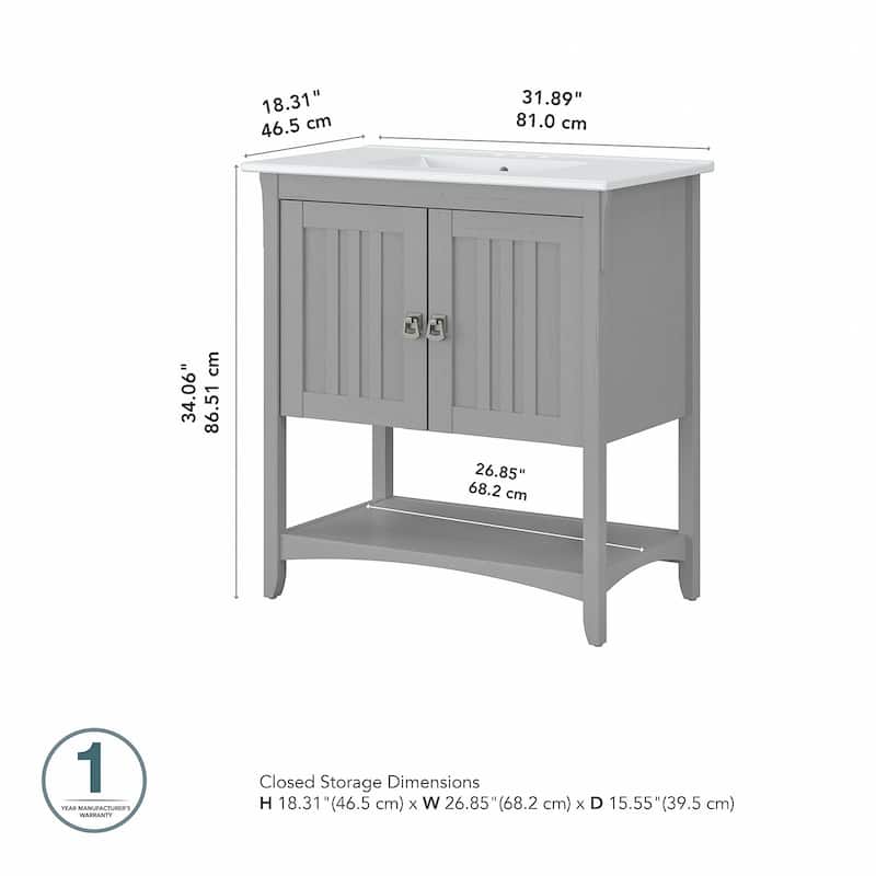Salinas 32W Bathroom Vanity with Sink by Bush Furniture