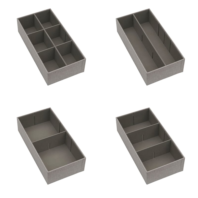 Household Essentials 3-Piece Drawer Organizers Starter Set, Silver