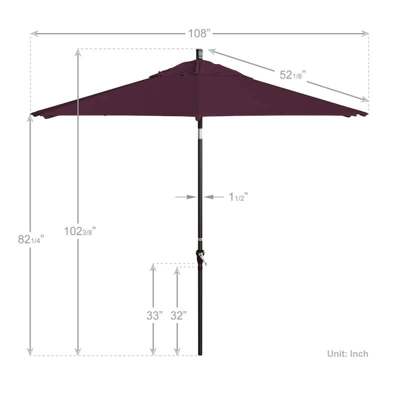 California Umbrella 9' Sunset Series Patio Umbrella Bronze Aluminum Frame and Ribs, Crank Lift Auto Tilt, Pacifica Pacific Blue