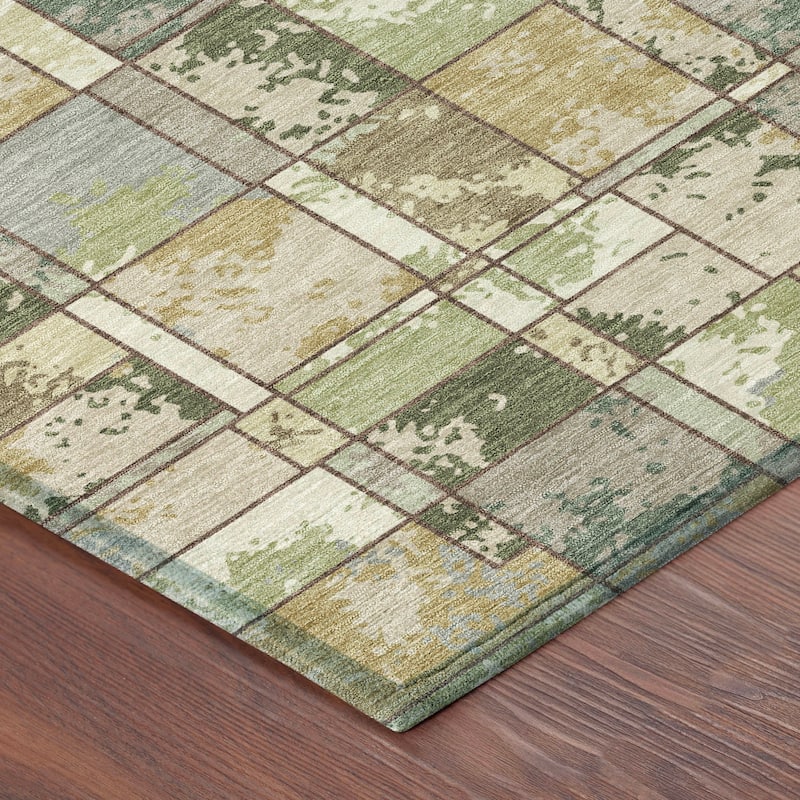 Machine Washable Indoor/ Outdoor Patchwork Chantille Rug