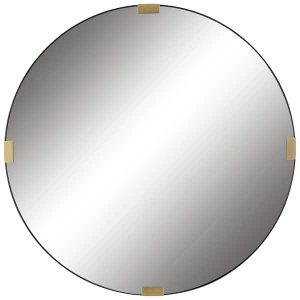 slide 2 of 8, Uttermost 09882 CLIP 42-1/2" Diameter Circular Framed Bathroom Mirror Satin Black