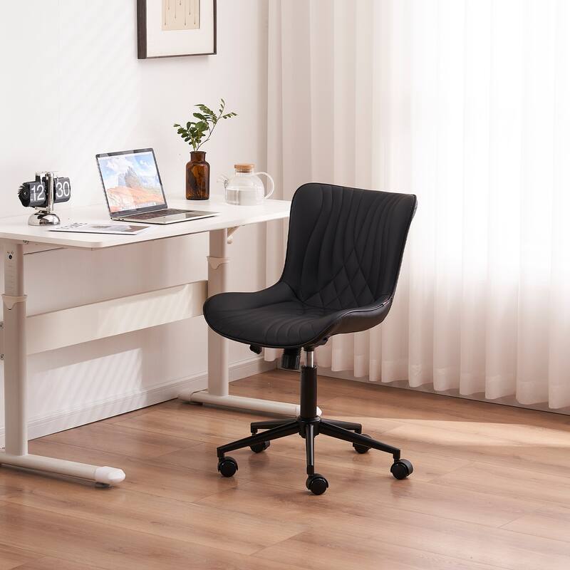 Armless Office Chair Swivel Home Office Desk Chairs with Wheels