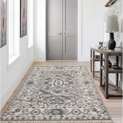 LoomBloom White Traditional Kilim Wool Hand Woven Oriental Area Rug - 5' 3'' x 7' 7''