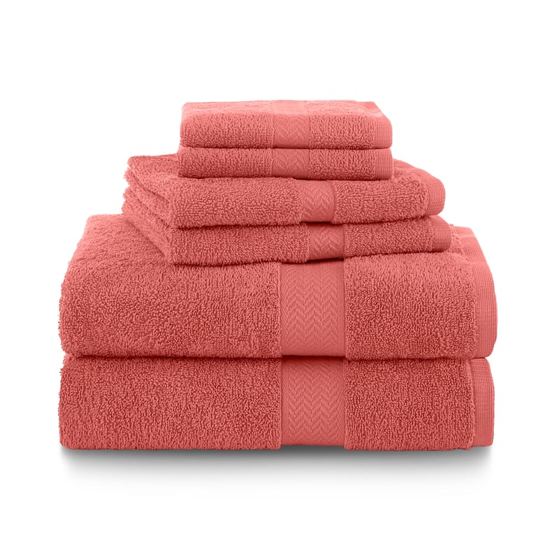 Martex 6 PC 100% Ringspun Cotton Towel Set Highly Absorbent & Soft - Coral