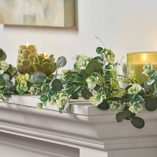 Hazlett 5' Floral Eucalyptus Artificial Garland by Christopher Knight Home - Green