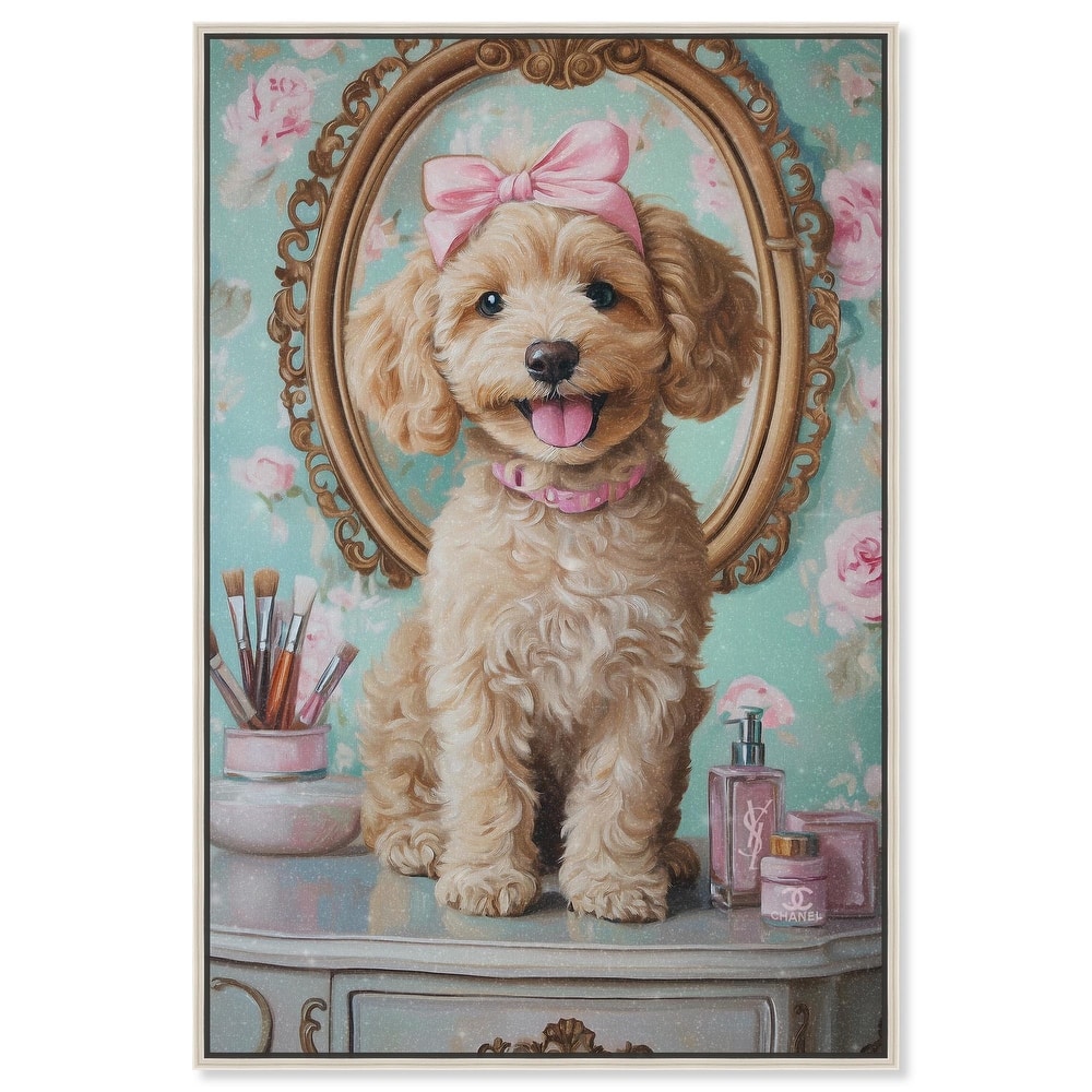 Puppy at the Vanity Canvas by Art Remedy