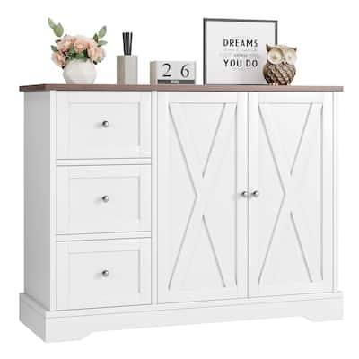 Buffet Cabinet with Storage, Coffee Bar Cabinet with 3 Drawers