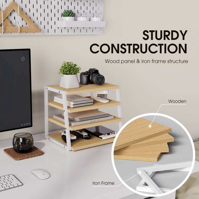 Fenge Desk Organizer, 4 Tier File Organizer for Desk - 14.6x10.5x12.1 inches