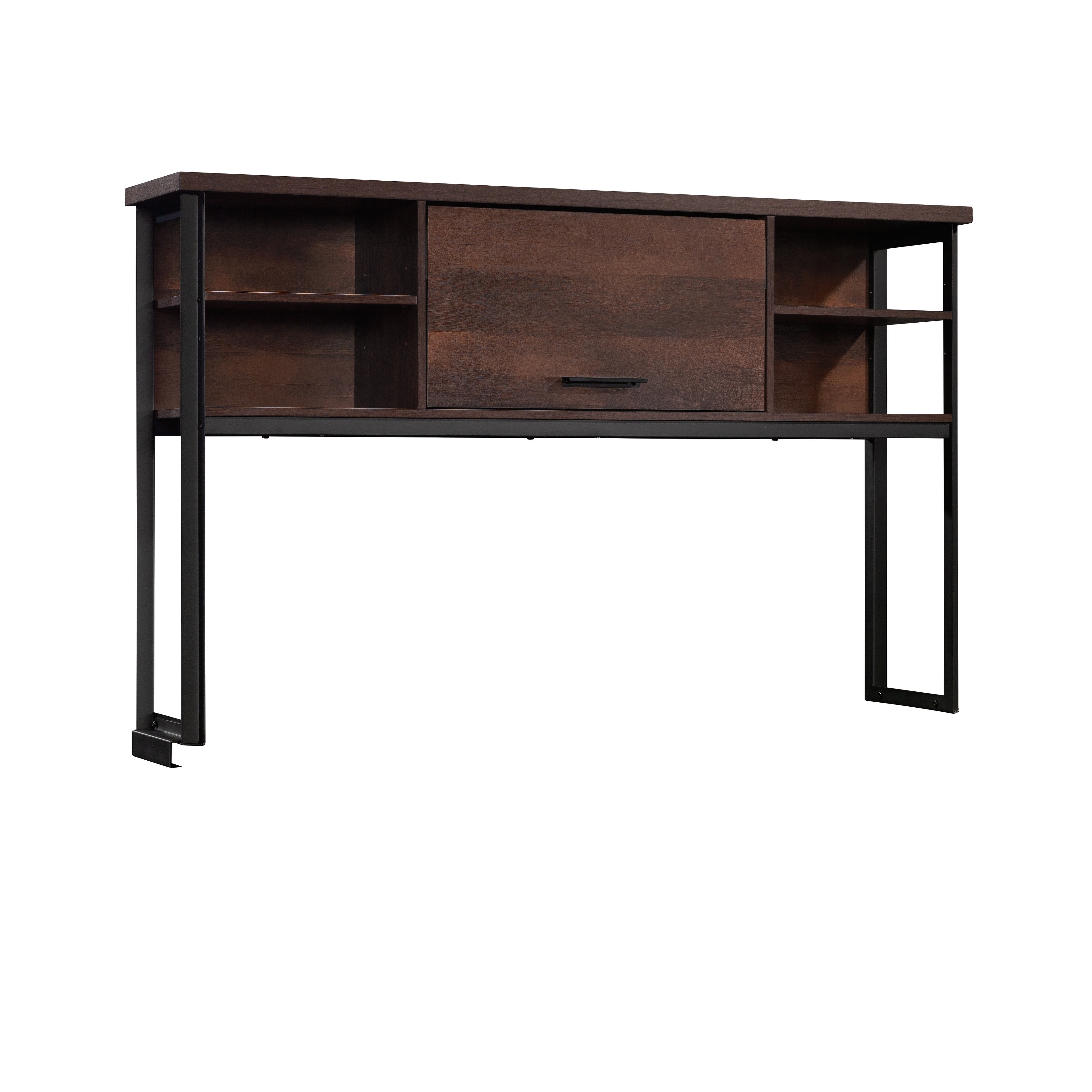 Wood Hutch with Barrister Door, Brown - 60" W x 12.13" D x 36.81" H