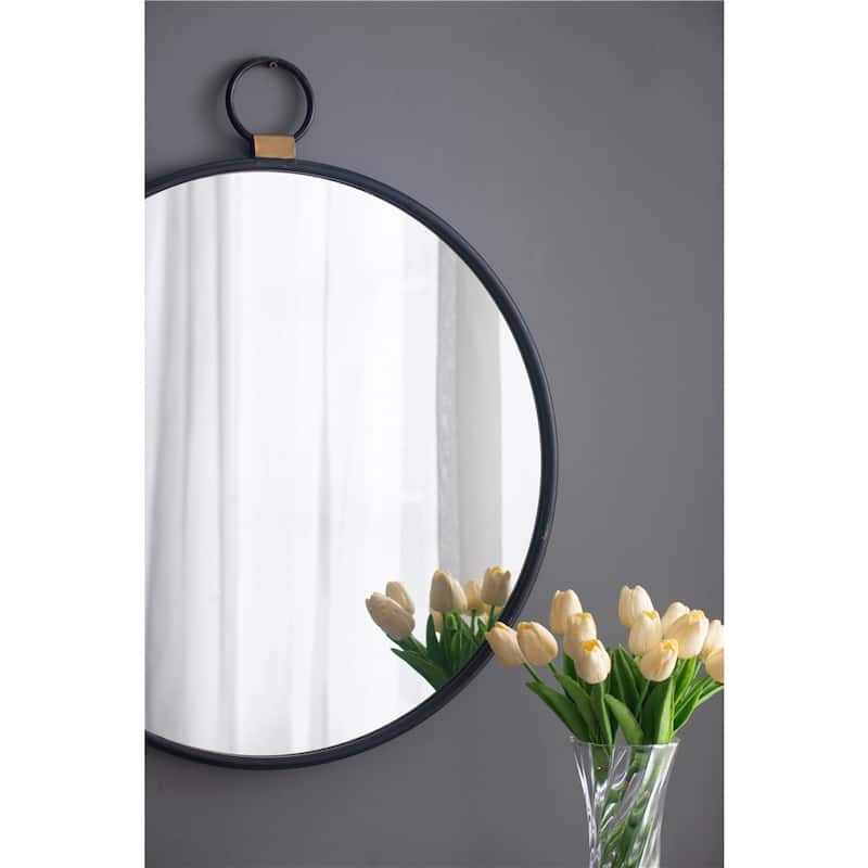 Wall Mirror with Black Frame, Contemporary Minimalist Accent Mirror
