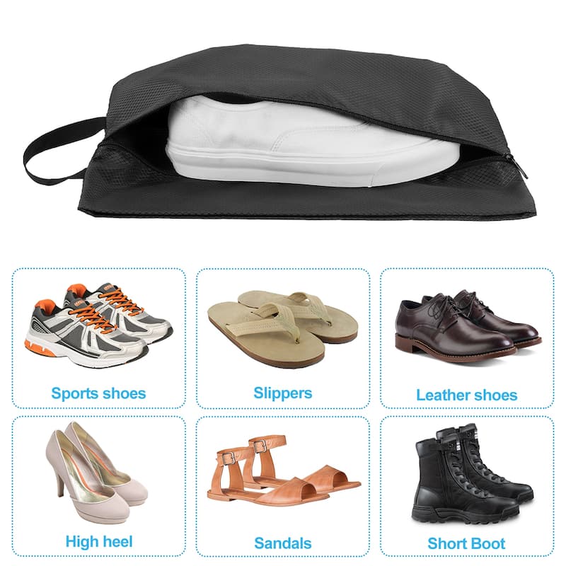 3pcs Shoe Bags for Travel, Portable Nylon Shoe Bag w Zipper Waterproof