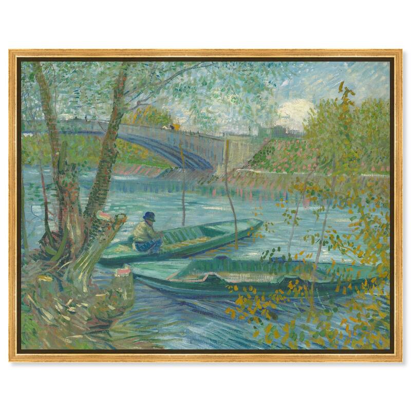 Fishing in Spring Canvas by Art Remedy - Gold - 45" x 36"