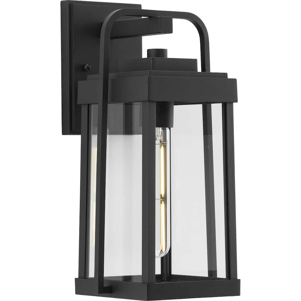 Walcott One-Light Textured Black Modern Farmhouse Outdoor Medium Wall Lantern - 7.125 in x 7.37 in x 14 in