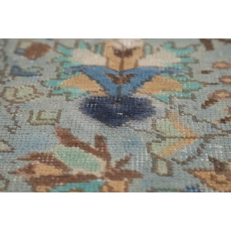 Traditional Blue Tabriz Persian Vintage Area Rug Handmade Wool Carpet - 7'1" x 9'8"