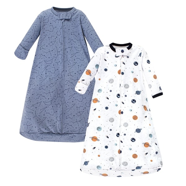 slide 1 of 1, Hudson Baby Infant Boy Cotton Long-Sleeve Wearable Sleeping Bag, Sack, Blanket, Space 12-18 Months - Space