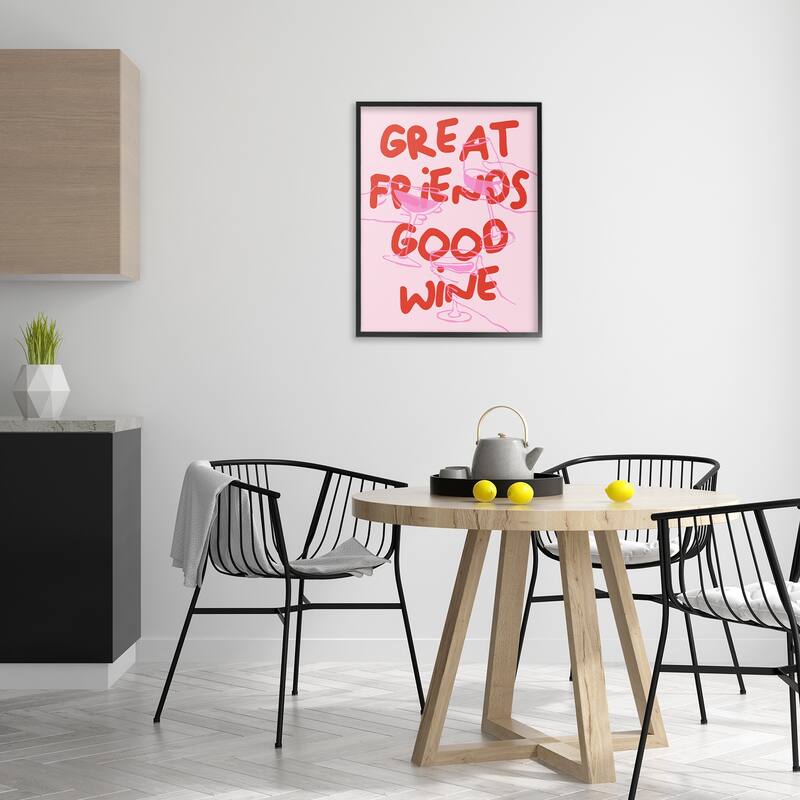 Stupell Great Friends Good Wine Framed Giclee Art Design By House of Lulu