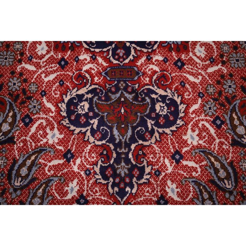 Red Kashan Turkish Area Rug Machine Made Floral Carpet - 9'7" x 12'7"