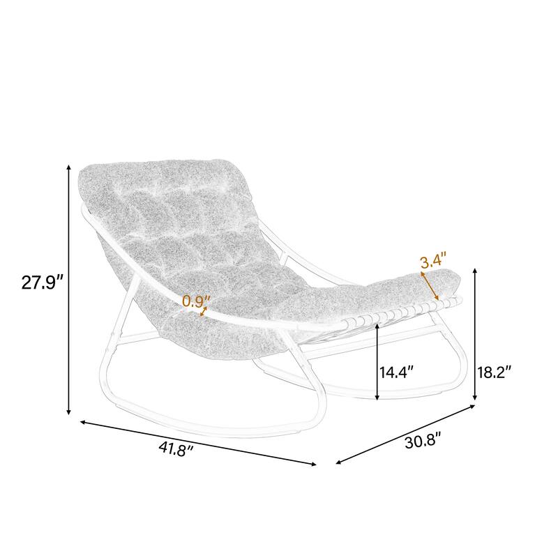 Outdoor Patio Scoop Rocking Lounge Chair with Cushions