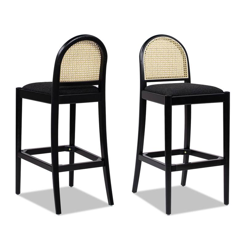 Curved Back Cane Rattan Bar Stool