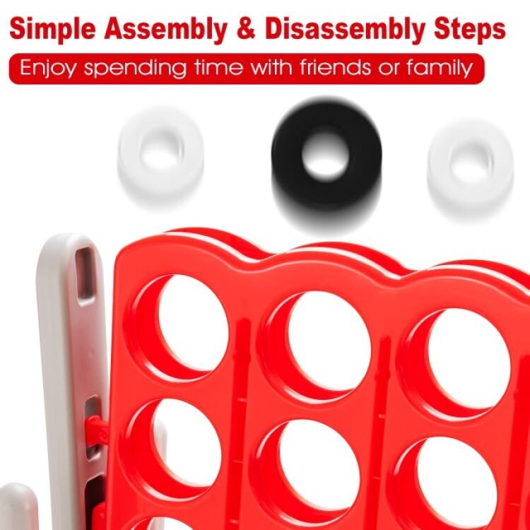 Red PE PP Jumbo 4-to-Score Giant Game Set Lightweight and Portable for Kids - 47.5” x 17” x 41” (L x W x H)
