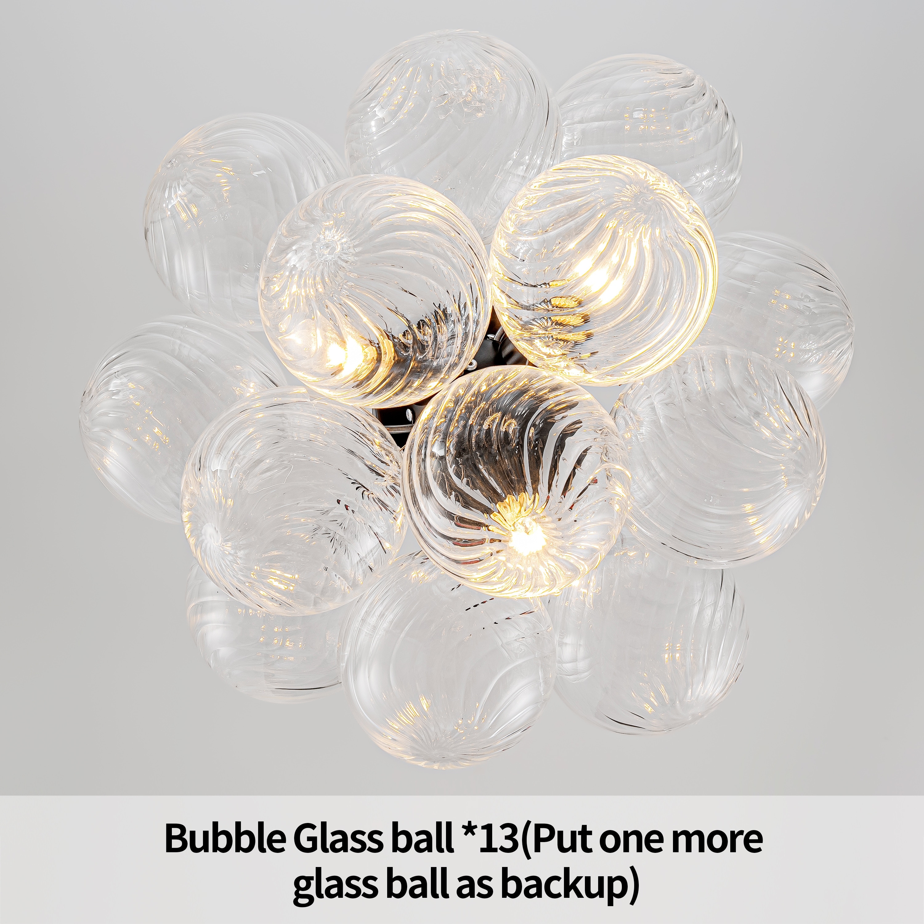 cielo.stellato.77  Starsky 3-Light 17in. Contemporary Glass Bubble Semi Flush Mount