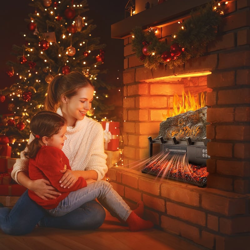 1500W Electric Log Heater with Timer and Remote Adjustable Brightness