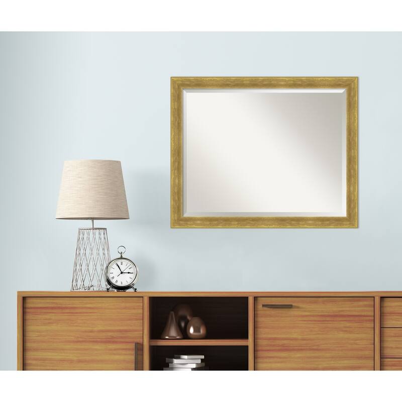 Angled Beveled Wood Framed Wall Mirror