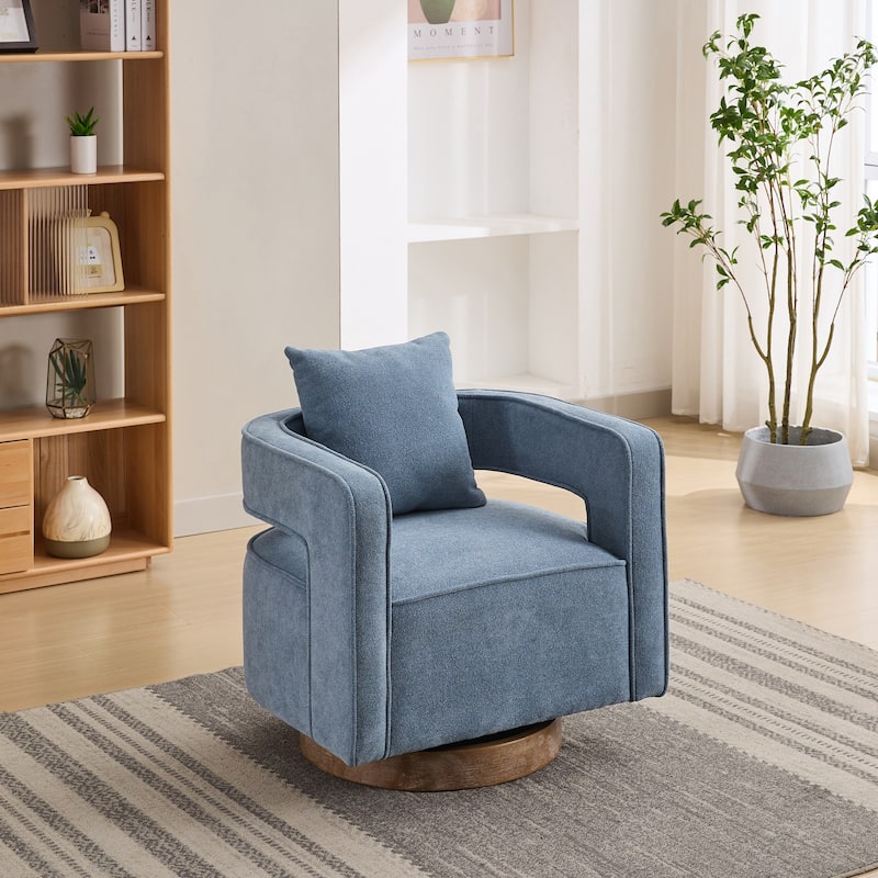 Blue 29.13" Swivel Open Back Accent Chair