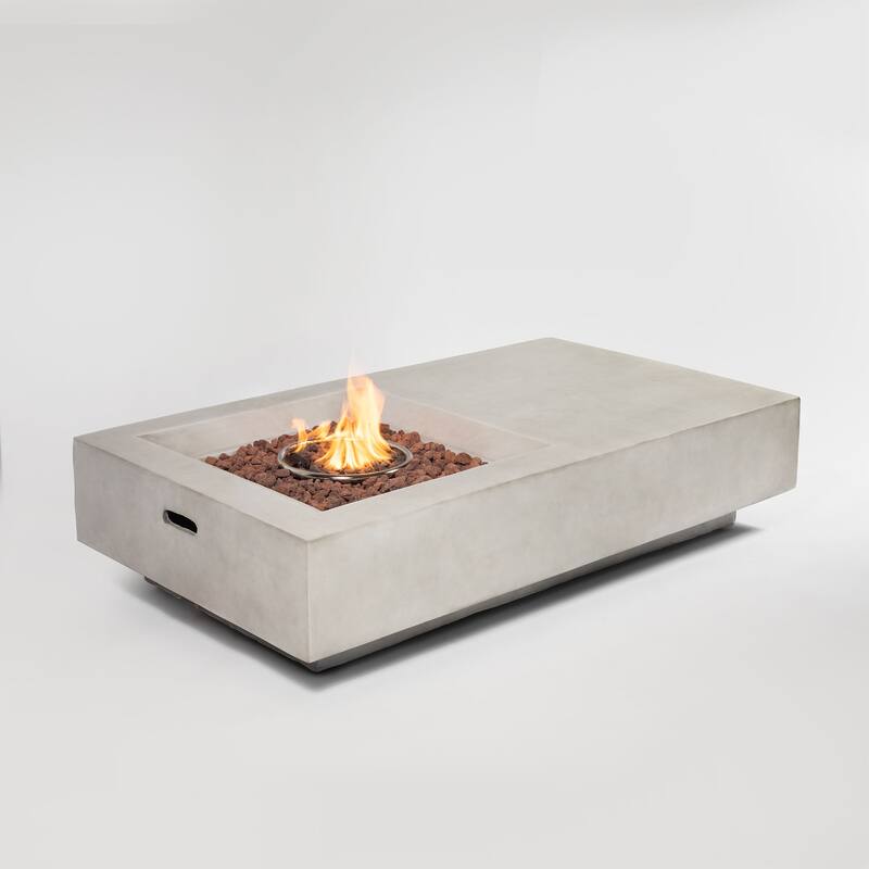 60Inch Concrete Fire Pit Table - Grey