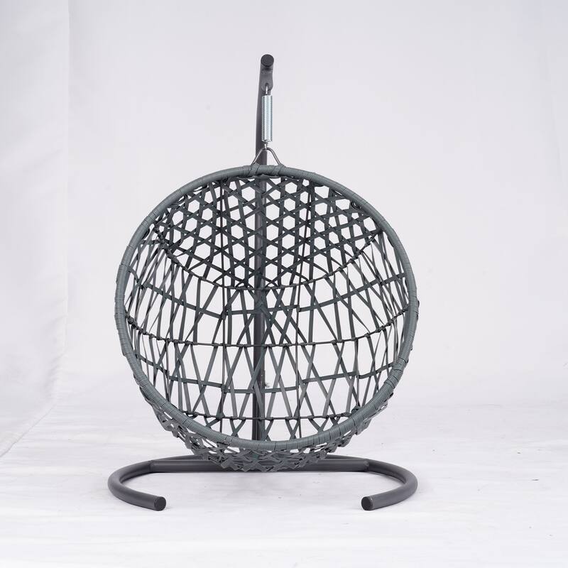 Cat Swing Bed with Stand & Cushion, Cat Egg Chair with Rattan Wicker Appearance, Indoor Hanging Swinging Cat Bed