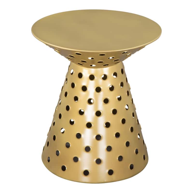 Modern 20 Inch Gold Iron Round Pedestal Side Table for Living Room Bedroom Decor - 20”H x 18”W x 18”L