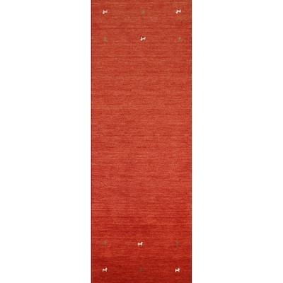 Tribal Gabbeh Indian Runner Rug Hand-Knotted Modern Wool Carpet - 2'8" x 9'10"
