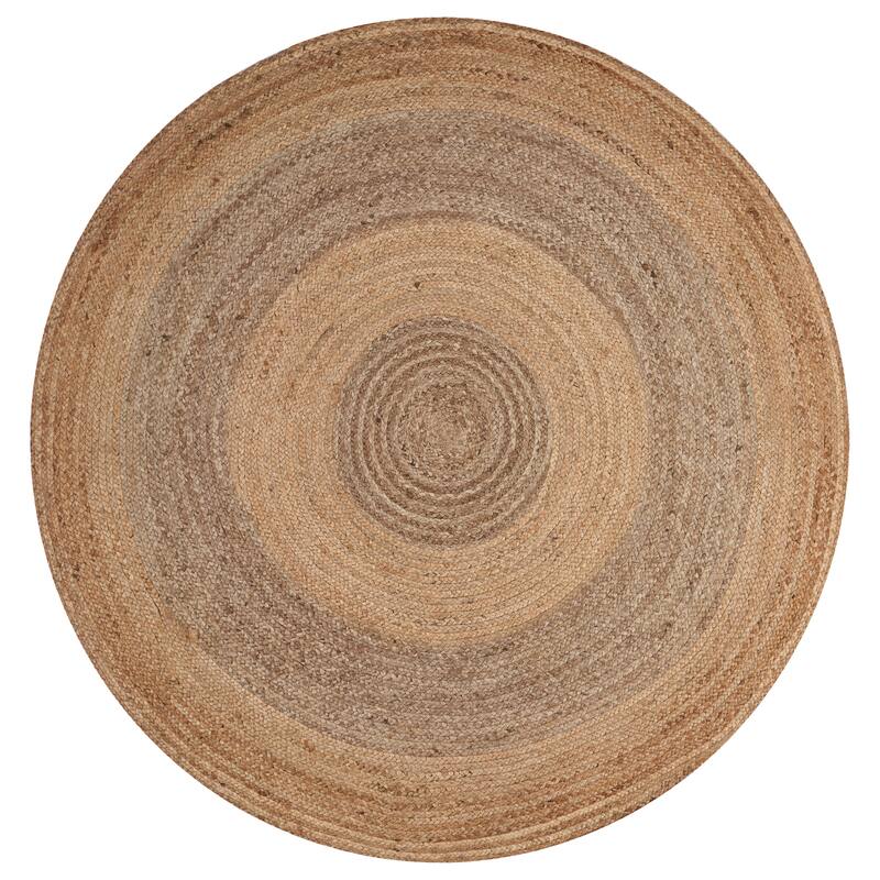 Sevita Organic Jute Braided Area Rug, Natural and Gray
