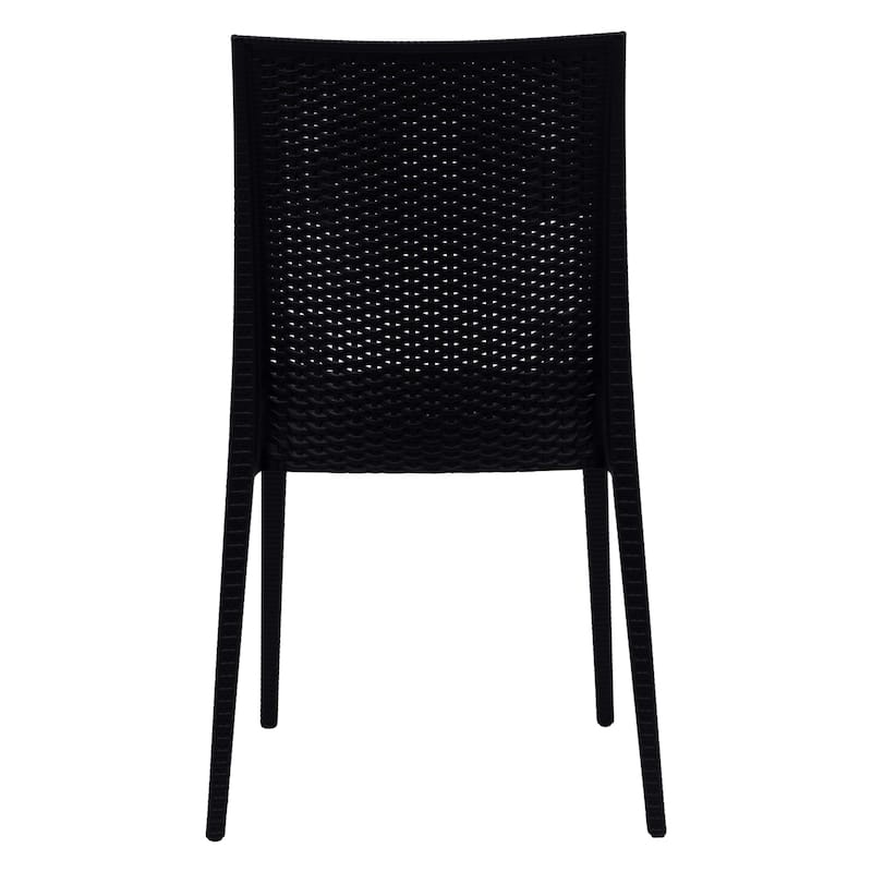 Outdoor Patio Dining Chairs, Set of 4 Stackable Polypropylene Chairs with Woven Design for Garden, Deck, or Pool