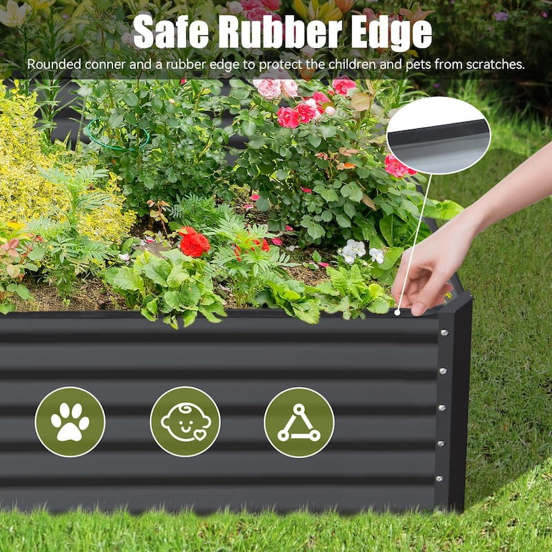 8x4x1.5 ft Galvanized Raised Garden Bed,Planter Garden Boxes Large Metal Planter Box for Gardening Vegetables Fruits Flowers