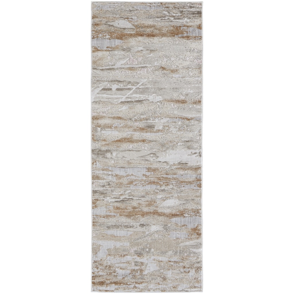 Wuzav Power Loomed Distressed Abstract Area Rug By HomeRoots - 12' Runner