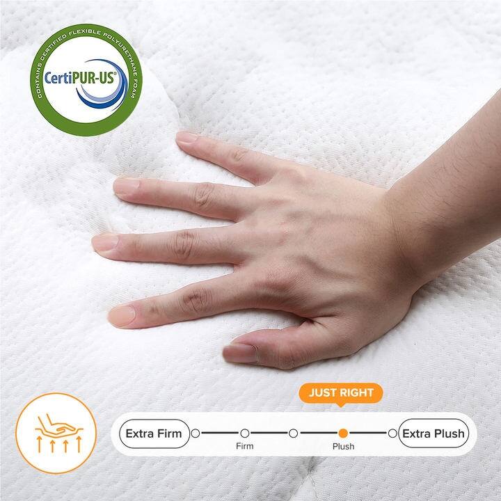 IFLUOUS 10in. Innerspring Hybrid Pressure Relief and Cooling Plush Mattress with CertiPUR-US, SGS and OEKO-TEX Certified