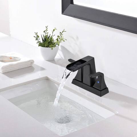 4" Centerset Waterfall Bath Lavatory Faucet with Pop Up Sink Drain