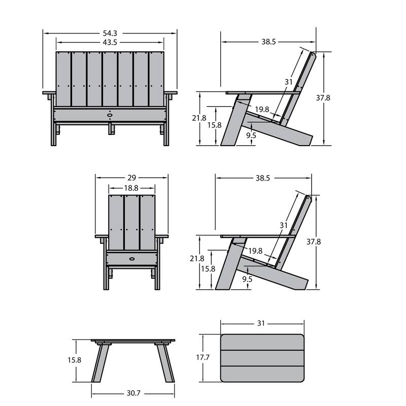 Italica Modern Adirondack Conversation Set