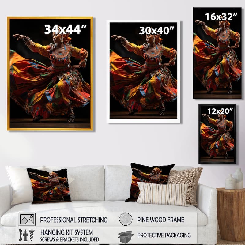 Designart "African Tribal Dance V" African American Art Framed Wall Decor