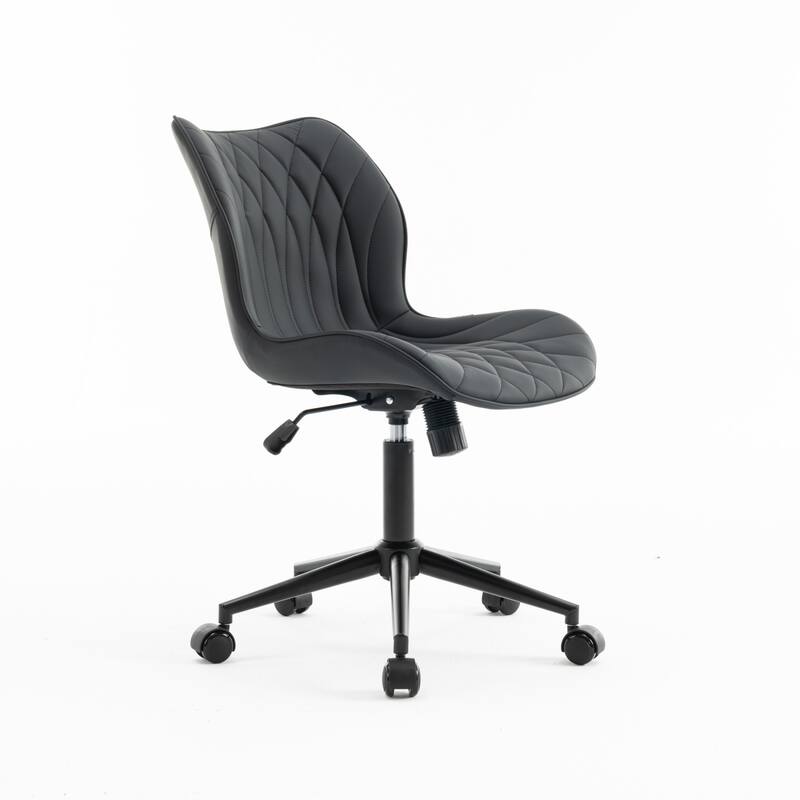 Faux Leather Office Chair with Wheels, Upholstered Task Chair