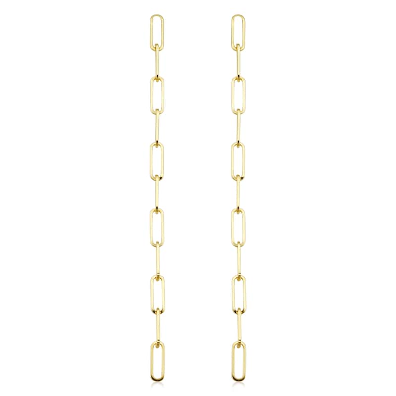14k Yellow Gold 11-link Paper Clip Dangle Earrings (2.25 inches)