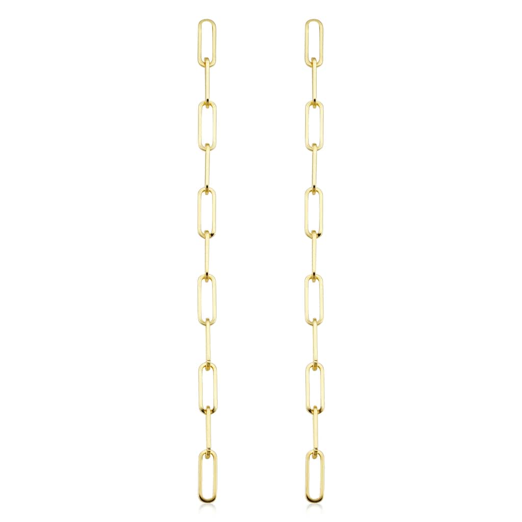 14k Yellow Gold 11-link Paper Clip Dangle Earrings (2.25 inches)