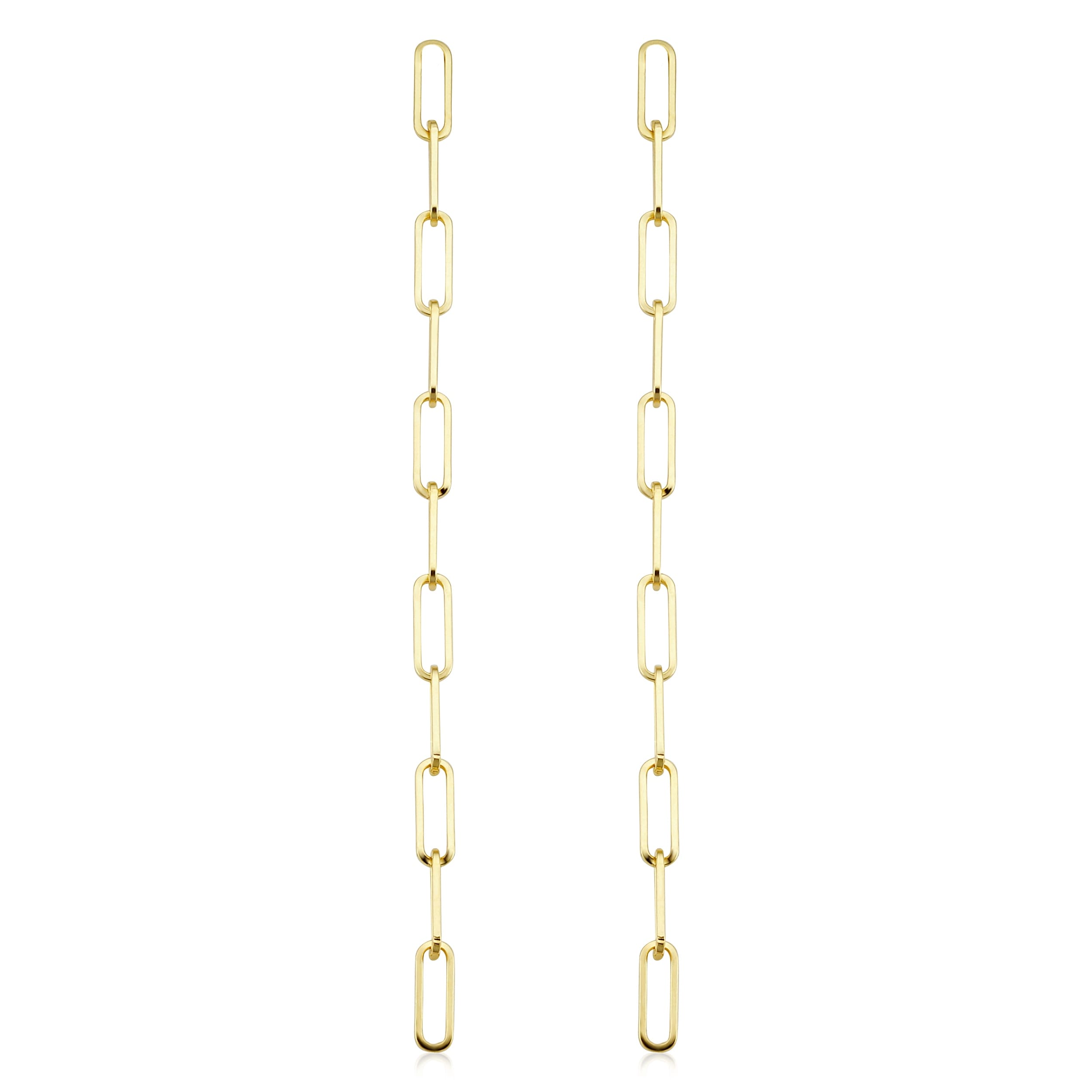 Fremada 14k Yellow Gold 11-link Paper Clip Dangle Earrings (2.25 inches)