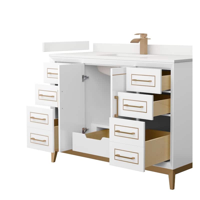 Wyndham Collection WCH515148S-QTZ-UNSMXX Marlena 48" Free Standing