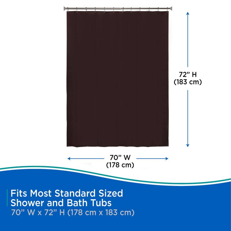 Kenney Lightweight PEVA Shower Curtain Liner and Beaded Roller Ring Set, 70" W x 72" H