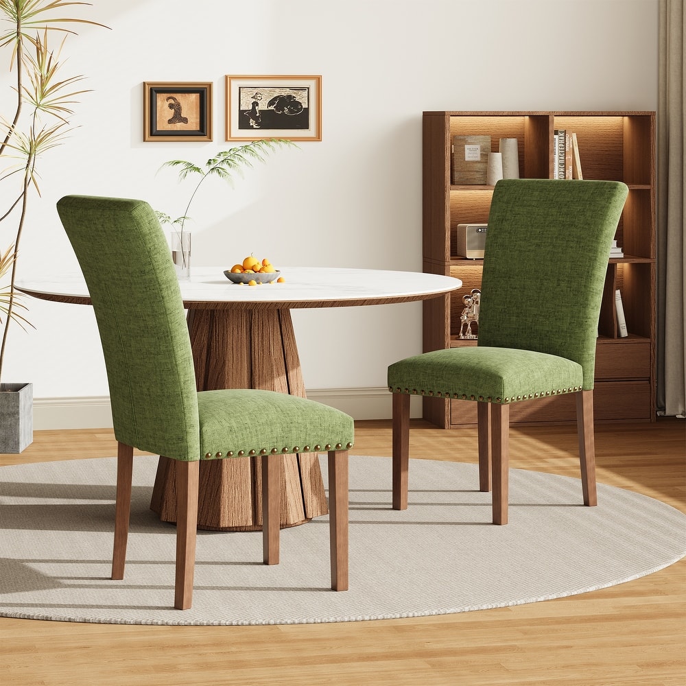 RENEWLINE Dining Chairs, Fabric with Nailhead Trim and Wood Legs